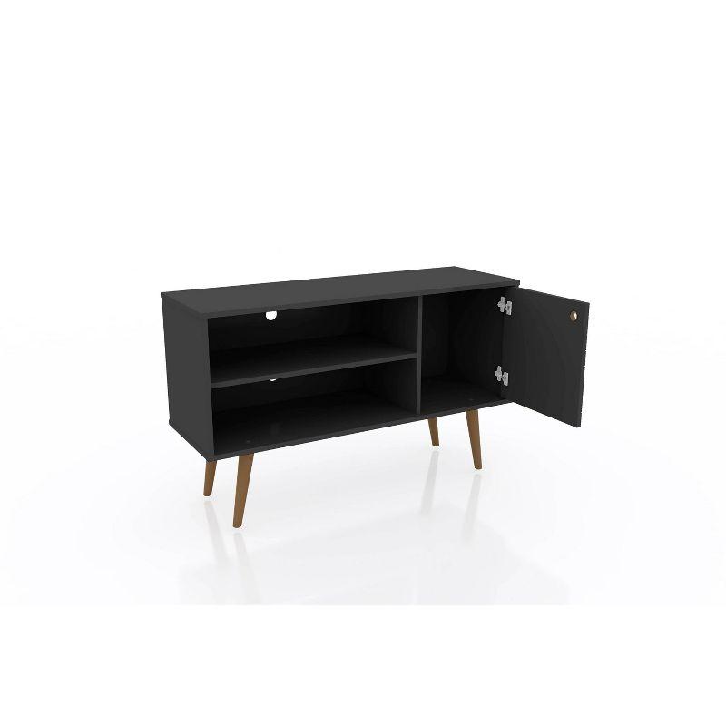 Liberty Mid-Century Modern 2 Shelves and 1 Door TV Stand for TVs up to 46" Black - Manhattan Comfort: Media Storage, Cable Management