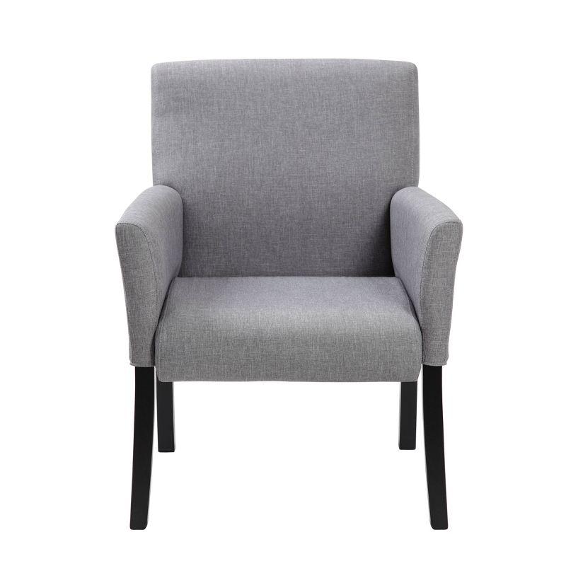 Box Arm Linen Guest Chair Gray - Boss Office Products: Ergonomic, Commercial Grade, Black Wood Legs, 275lb Capacity