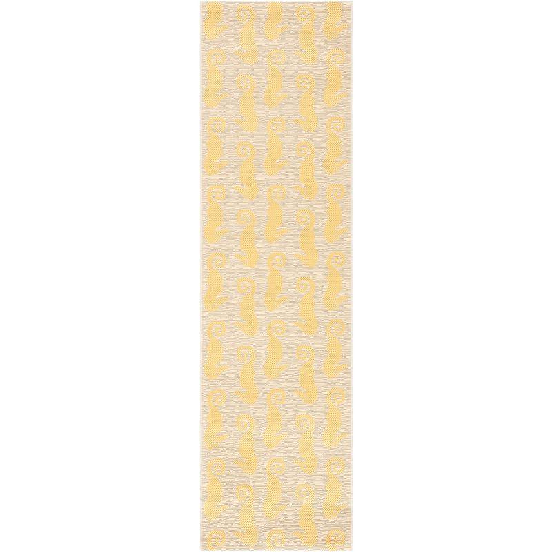 Emely Beige & Yellow Synthetic 27'' Indoor/Outdoor Runner Rug