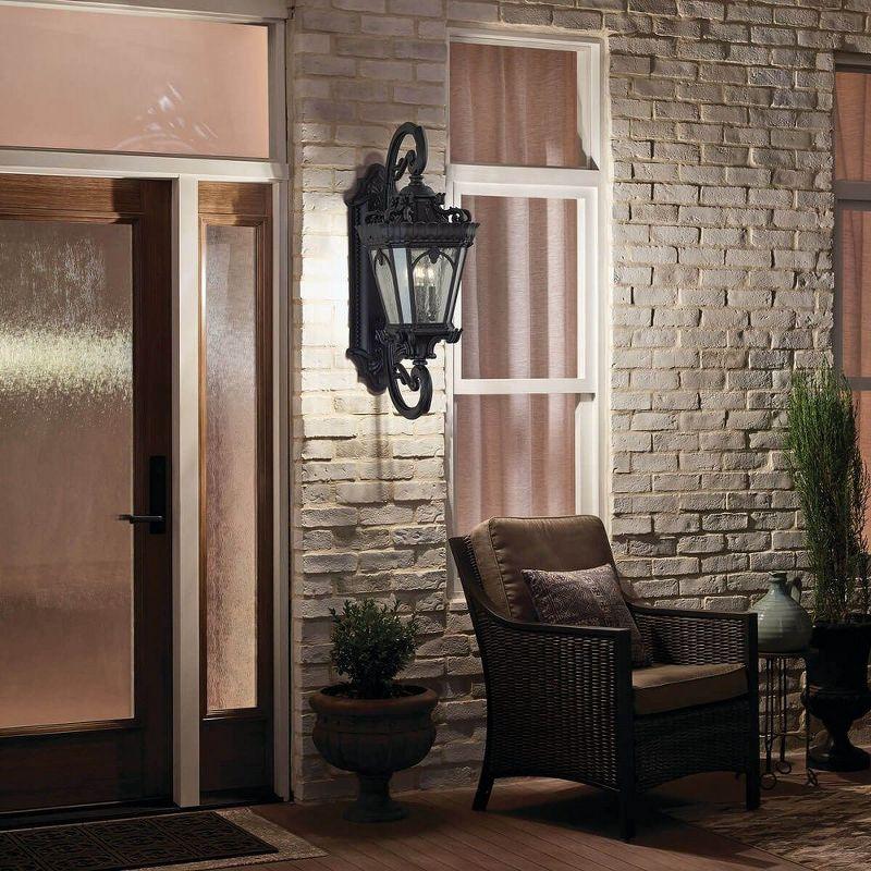 Tournai 37.75" 4 Light Outdoor Wall Light with Clear Seeded Glass in Textured Black