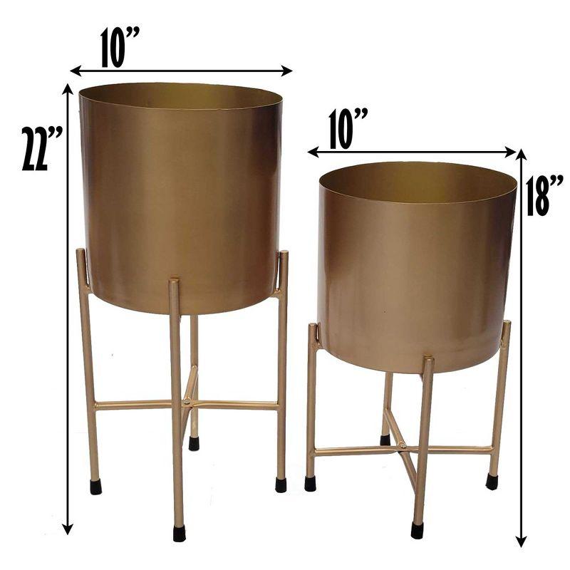 CosmoLiving by Cosmopolitan 2 - Piece Metal Dome Indoor Outdoor Planter with Removable Stand Set