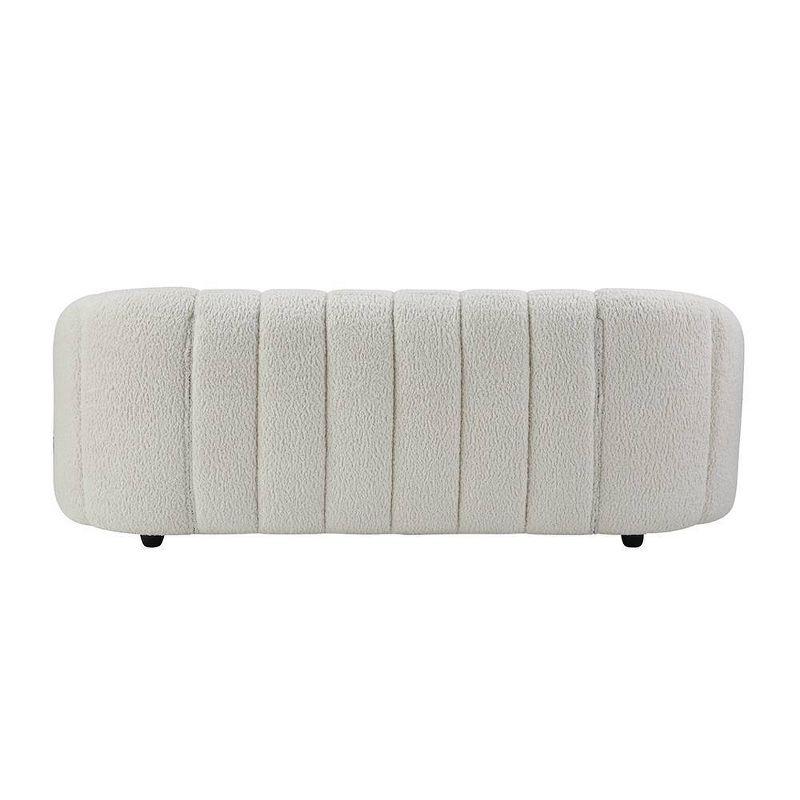 83" Osmash Sofa White Teddy Faux Shearling - Acme Furniture: Plush Upholstery, Wood Frame, Includes 2 Accent Pillows