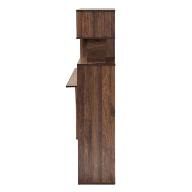 Foster Wood Storage Desk with Shelves Walnut/Brown - Baxton Studio
