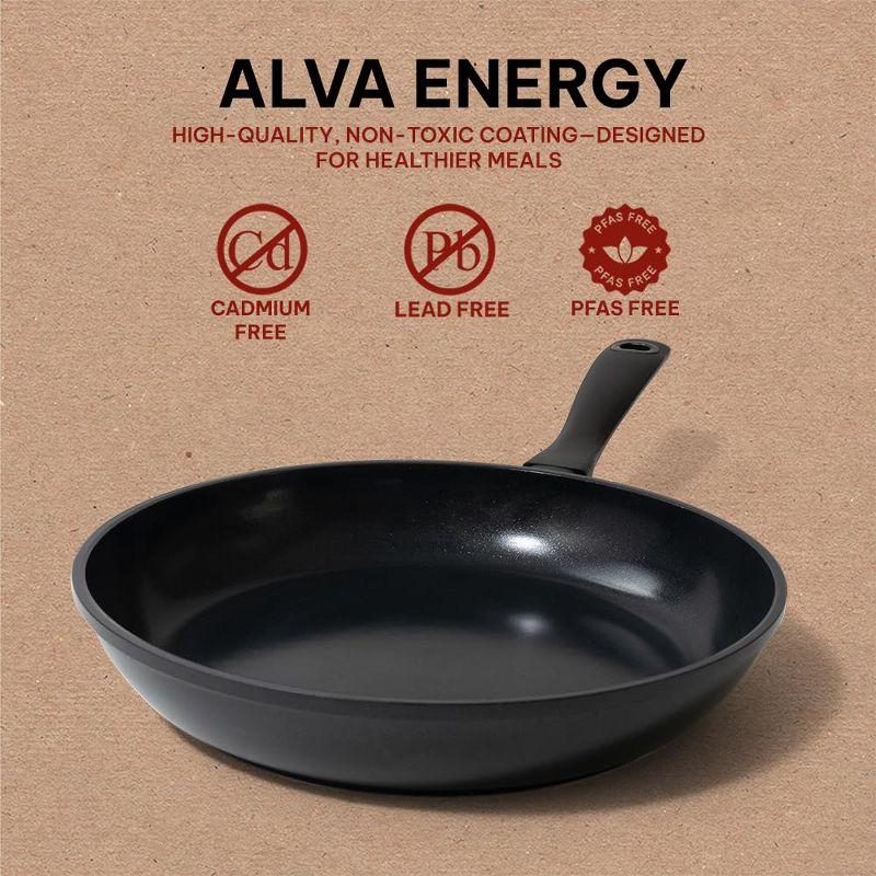 Alva Cookware Energy Nonstick Frying Pan Skillet, Non Toxic, Cast Aluminum, Induction Cookware, Stay Cool Handle, Omelette Pan 8", 9.5"