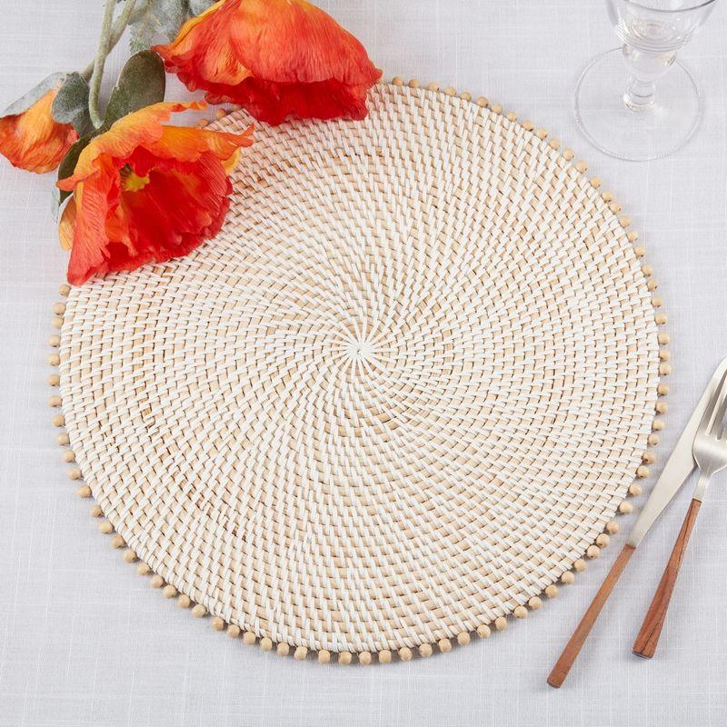 Saro Lifestyle Table Mats with Beaded Edge Design (Set of 4)