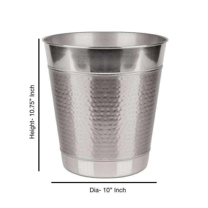 Hudson Hammered Stainless Steel Bathroom Wastebasket