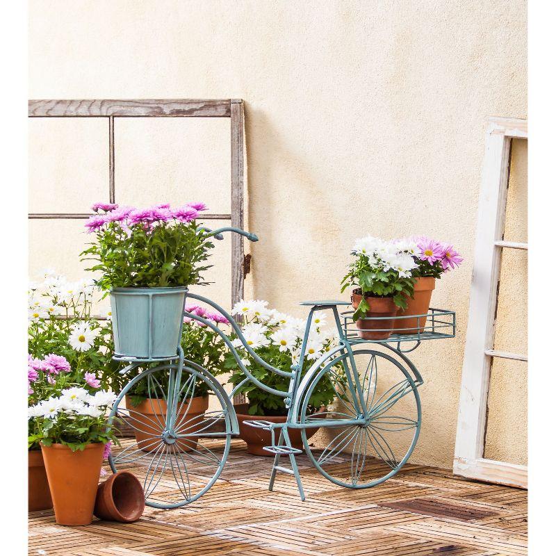 Evergreen Vintage Teal Bicycle Planter Outdoor Safe Decor