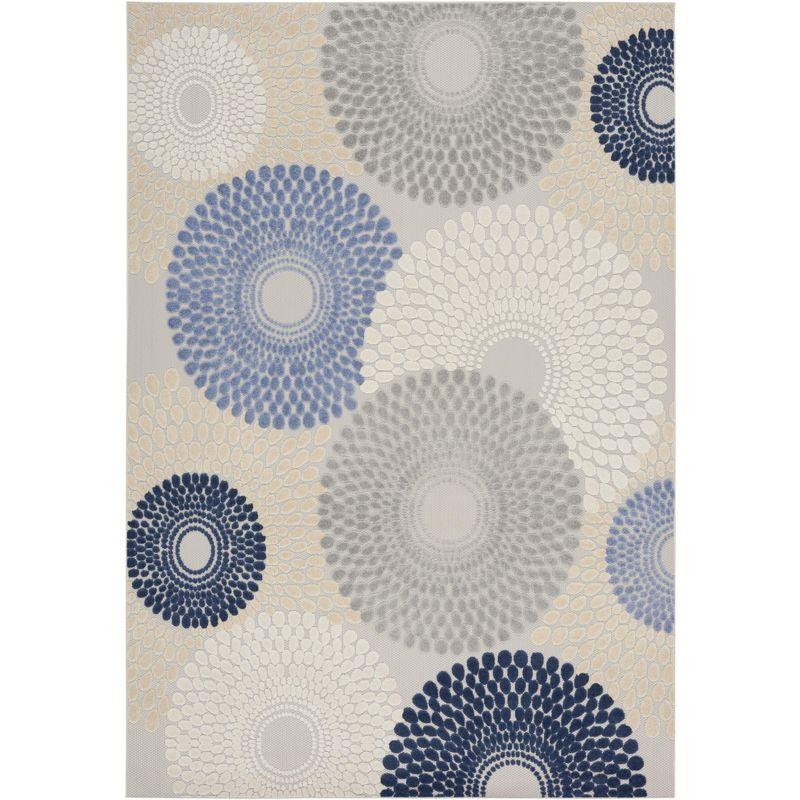 Nourison Aloha Bold Geometric Flatweave High-Low Indoor Outdoor Area Rug Blue/Grey 7'10" x 10'6"