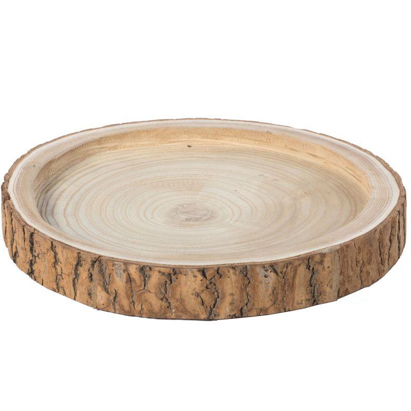 Vintiquewise Wood Tree Bark Indented Display Tray Serving Plate Platter Charger