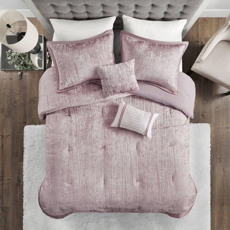 Blush Velvet Full Down Alternative 5-Piece Bedspread Set