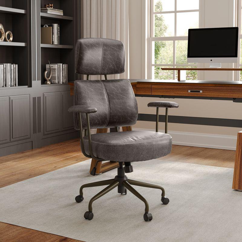 Cameron, Faux Suede Fabric High Back Office Chair ,27" D x 30.75" W x 46"-50.75" H,Gray