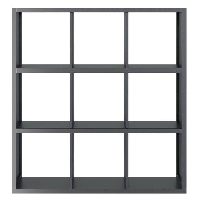 Winsome 40" Timothy Shelf 3X3 Slots Black: Mid-Century Modern Bookcase, Fixed Shelves, Wood Composite