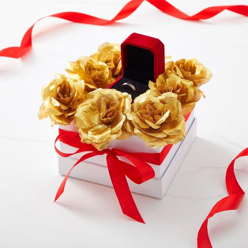 Bright Creations 50 Pack Gold Roses Artificial Flowers Bulk, 3 Inch Silk Gold Faux Flowers for Centerpiece Table Decorations