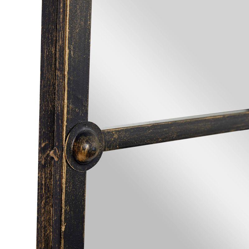 Metal Window Pane Inspired Wall Mirror with Arched Tops and Studs Black - Olivia & May