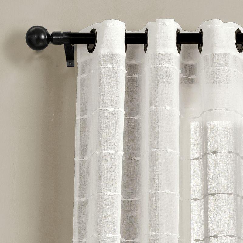 Farmhouse Textured Sheer Polyester Sheer Curtain Pair