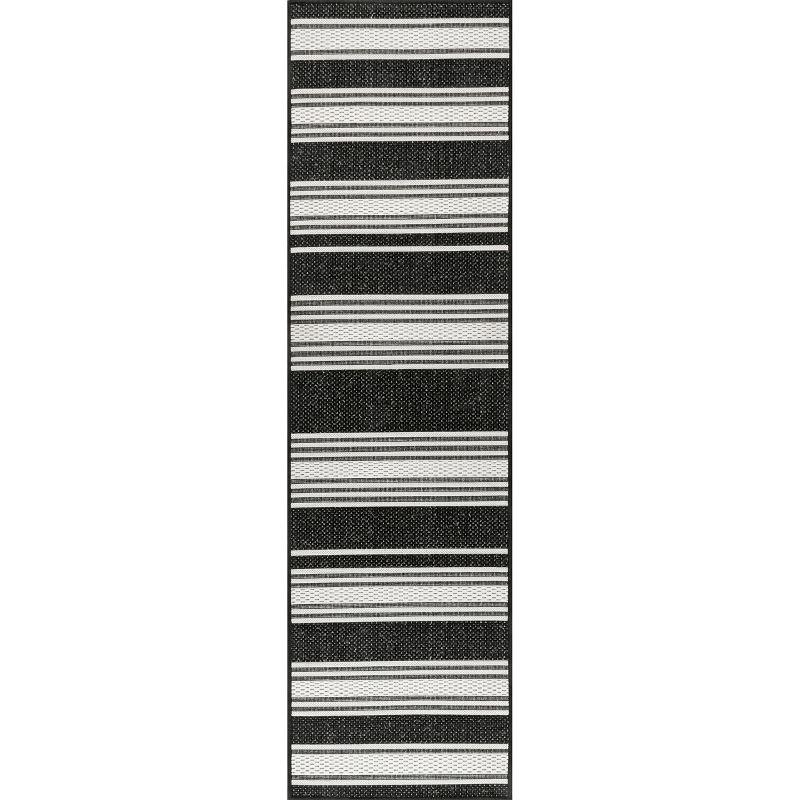 Nuloom Romy Striped Indoor/Outdoor Area Rug, Runner 2' x 8', Black
