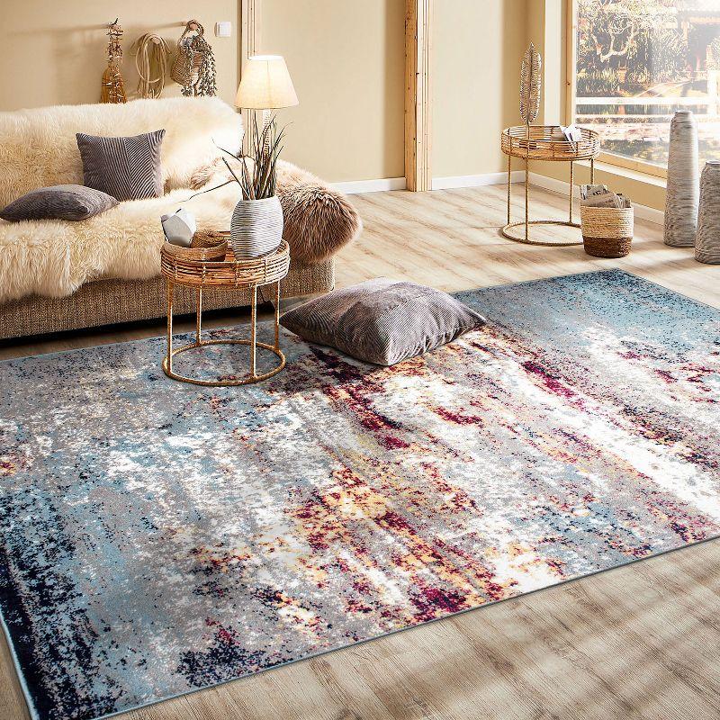 World Rug Gallery Distressed Abstract Watercolor Multi 5' x 7' Area Rug