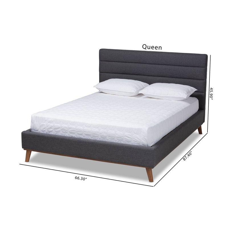 Queen Gray Velvet Upholstered Tufted Platform Bed with Wood Frame