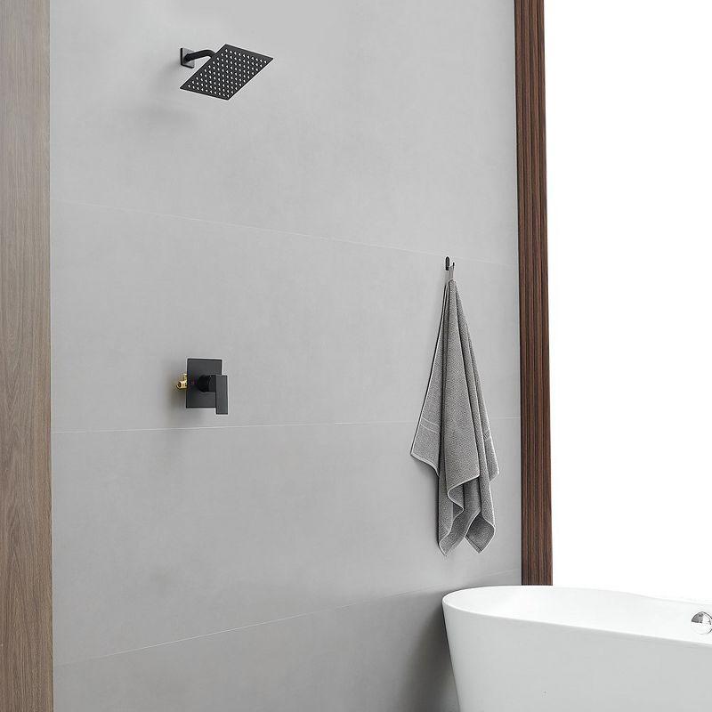 Matte Black Stainless Steel Square Rain Shower Faucet Set