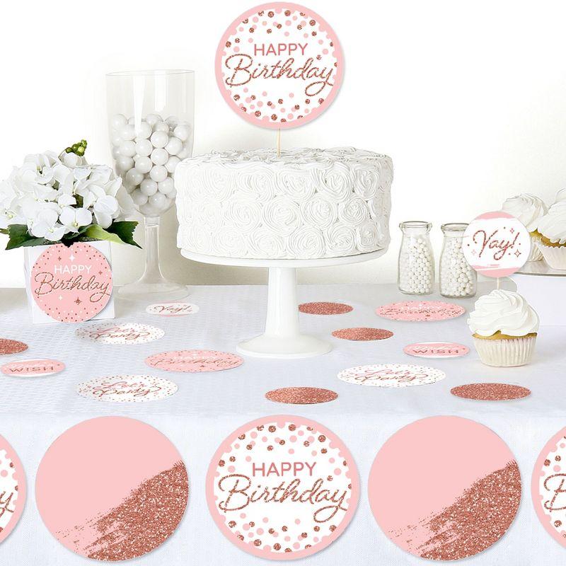 Big Dot of Happiness Pink Rose Gold Birthday - Happy Birthday Party Giant Circle Confetti - Party Decorations - Large Confetti 27 Count