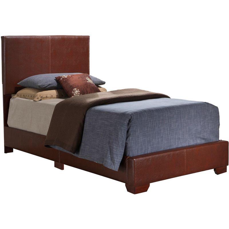 Aaron Light Brown Upholstered Twin Bed with Headboard