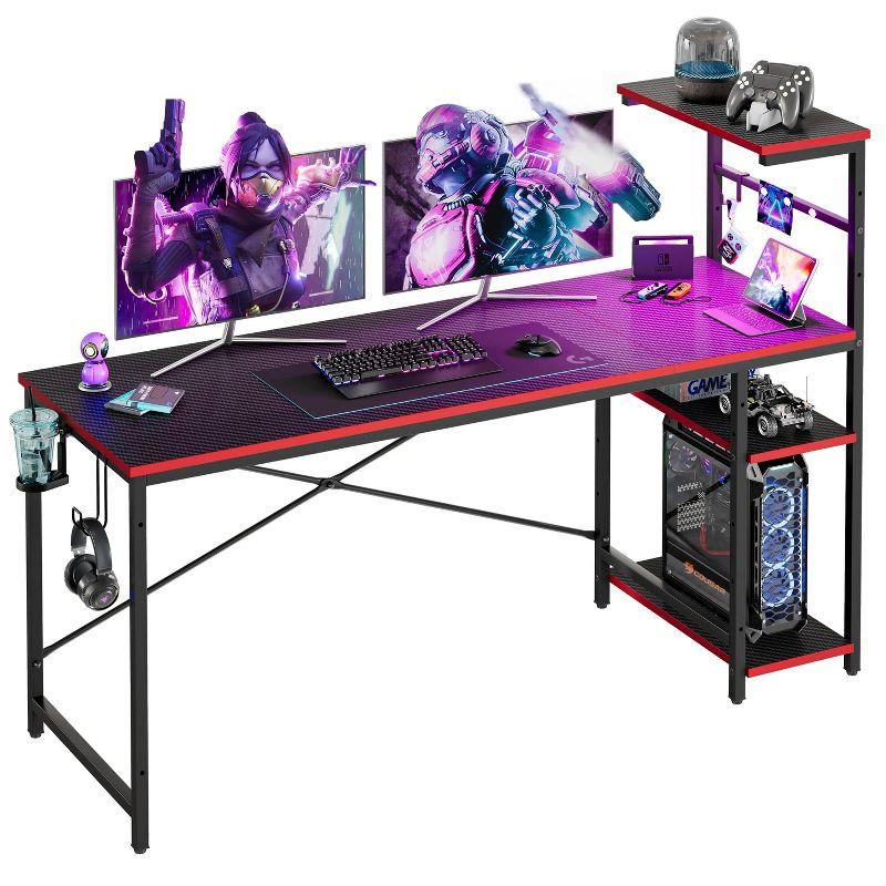 Bestier 61 Inch Retangular Gaming Desk with Shelves