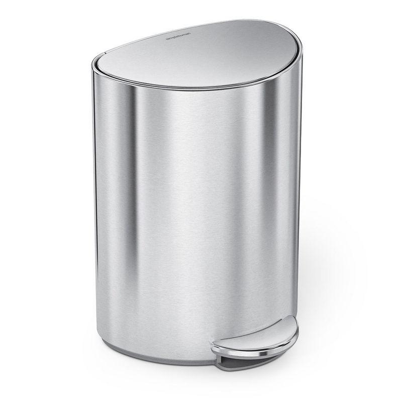 simplehuman 6 Liter / 1.6 Gallon Semi-Round Bathroom Step Trash Can