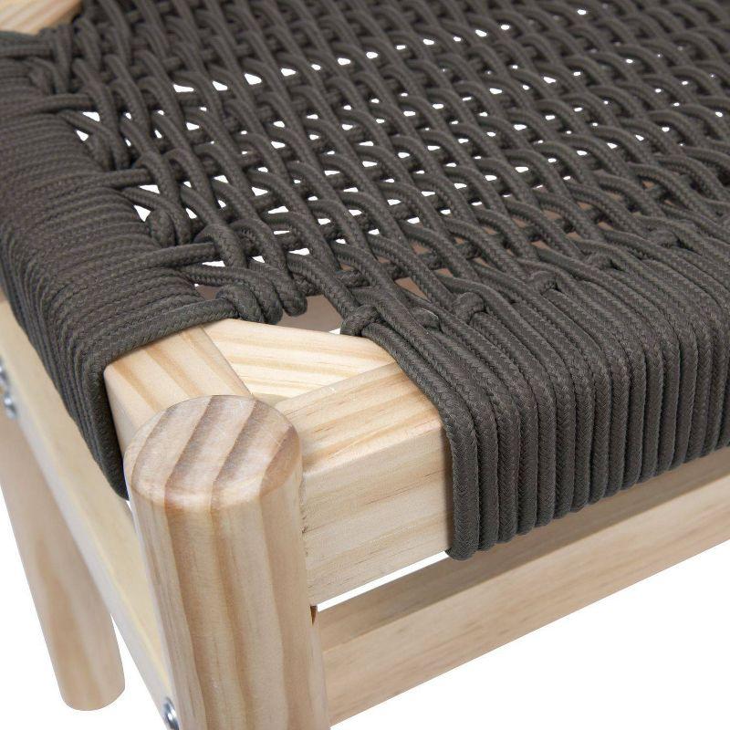 Storied Home Fernway Solid Wood and Woven Rope Entryway Bench Moss Green: Pine Frame, Cotton Upholstery