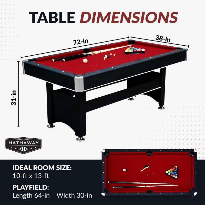 Hathaway Games Hathaway Spartan 6 Ft Pool Table, with Ping Pong Multi Game Combo Tables for Family Recreation Game Rooms - Includes Billiard Balls, Cues, Paddles, Brush & More