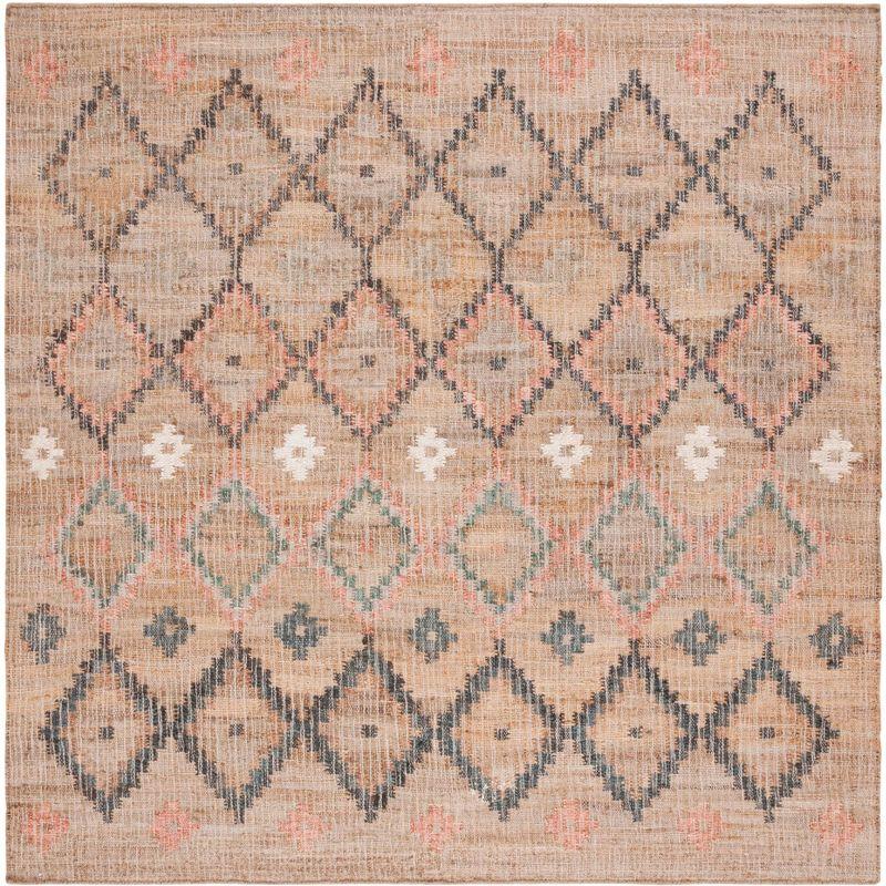 Kilim KLM753 Hand Loomed Area Rug - Natural/Blue - 7'x7' - Safavieh.