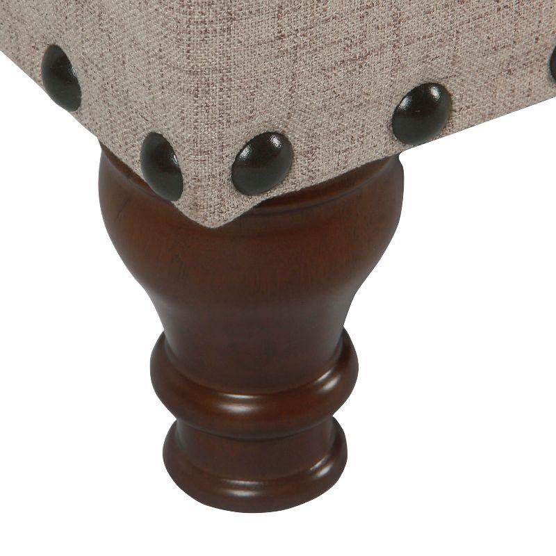 Large Storage Bench with Nailhead Trim Tan - HomePop: Upholstered Ottoman, Bedroom Accent Furniture, Foam Cushioned Seating