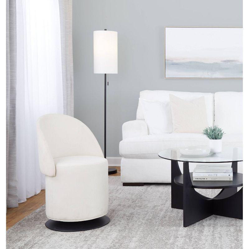 Finch Swivel Accent Chair Black/Cream - LumiSource: Adjustable Backrest, Metal Frame, Polyester Upholstery
