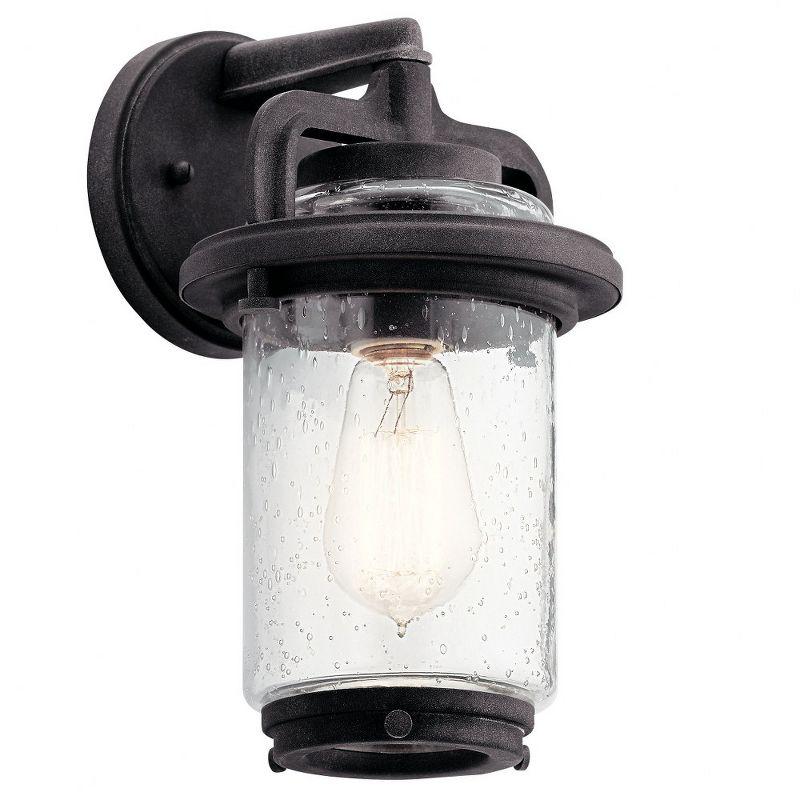 Distressed Bronze Outdoor Wall Light with Clear Glass Shade