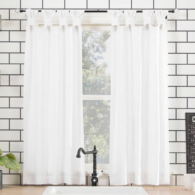 2pk 52"x45" Light Filtering Twisted Tab Curtain Tiers White - Archaeo: Kitchen & 45 Inch Curtains, Machine Washable