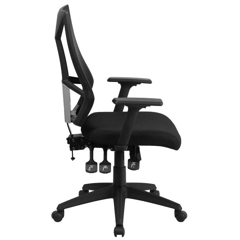 Flash Furniture High Back Black Mesh Multifunction Swivel Ergonomic Task Office Chair with Adjustable Arms