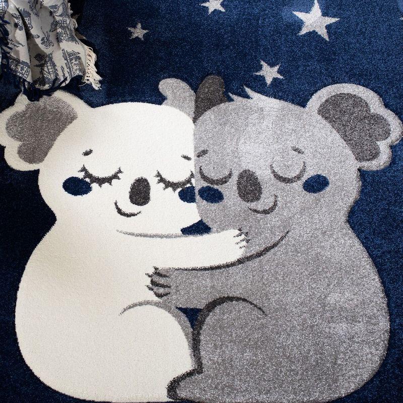 Navy and Gray Square Kids Koala Rug