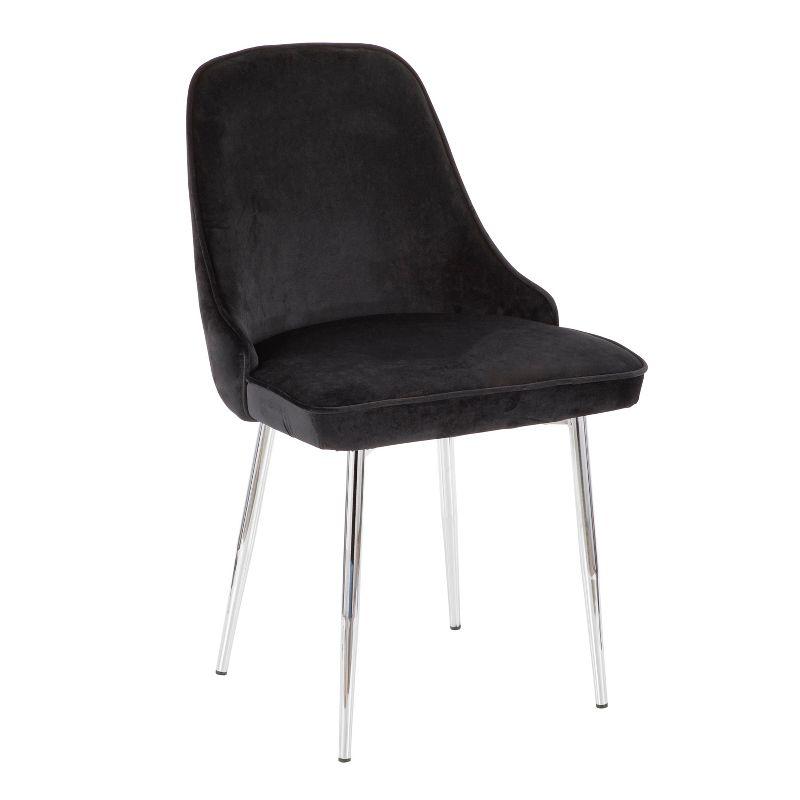 LumiSource Set of 2 Marcel Dining Chairs Black/Chrome: Velvet Upholstery, Metal Legs, No Assembly Required