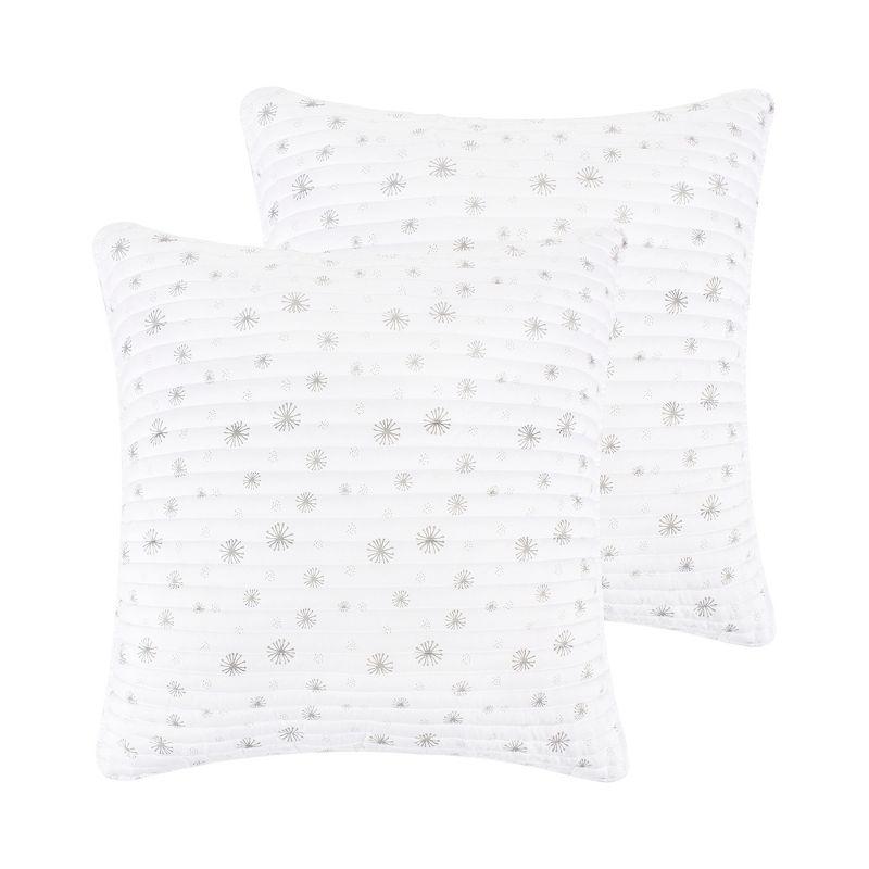 White and Grey Snowflake Cotton Euro Shams Set of 2