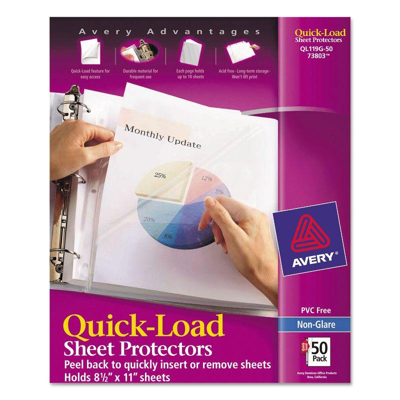 Avery Quick Top & Side Loading Sheet Protectors Letter Non-Glare 50/Box 73803