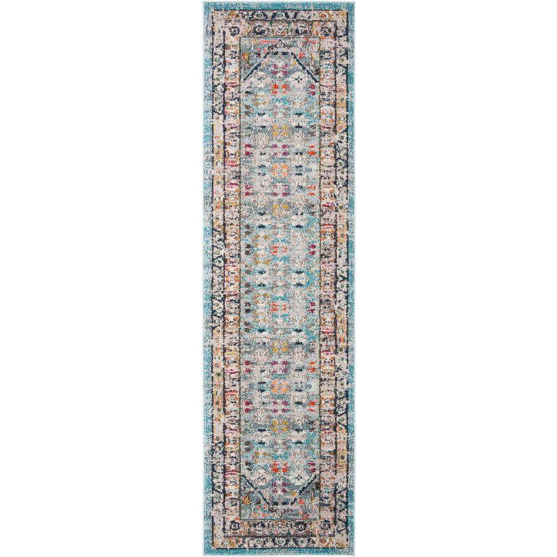 Monaco MNC255 Power Loomed Runner Rug - Blue/Light Grey - 2'2"x6' - Safavieh.