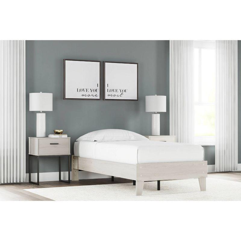 Twin Socalle Platform Bed Natural - Signature Design by Ashley: Contemporary Space-Saving, No Box Spring Required