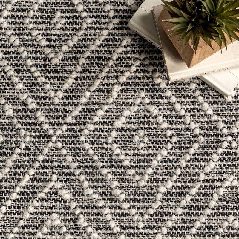nuLOOM 6'x9' Flora Handmade Textured Diamonds Wool Area Rug Gray/Ivory: Geometric Flat Pile, Indoor Use