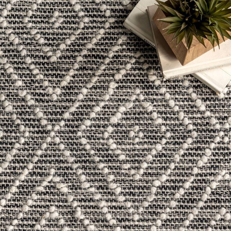 Flora Handmade Textured Diamonds Wool Rug Gray/Ivory - nuLOOM