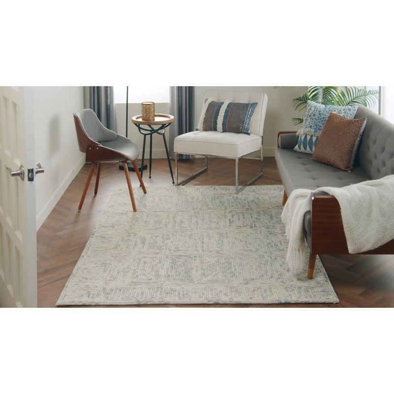 Ivory/Grey/Teal 8' x 10' Hand-Tufted Wool Rectangular Rug