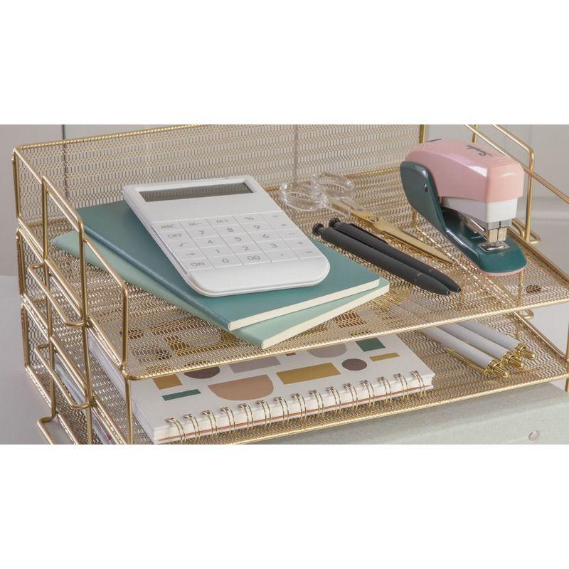 Thomas Martha Stewart Steel Mesh 3 Tier Stackable Desktop Letter Tray and File Organizer