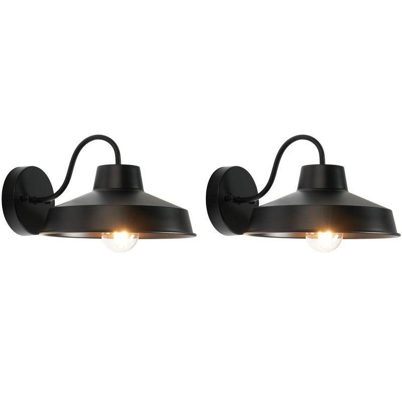 Black Retro-Industrial Outdoor Wall Sconce Set