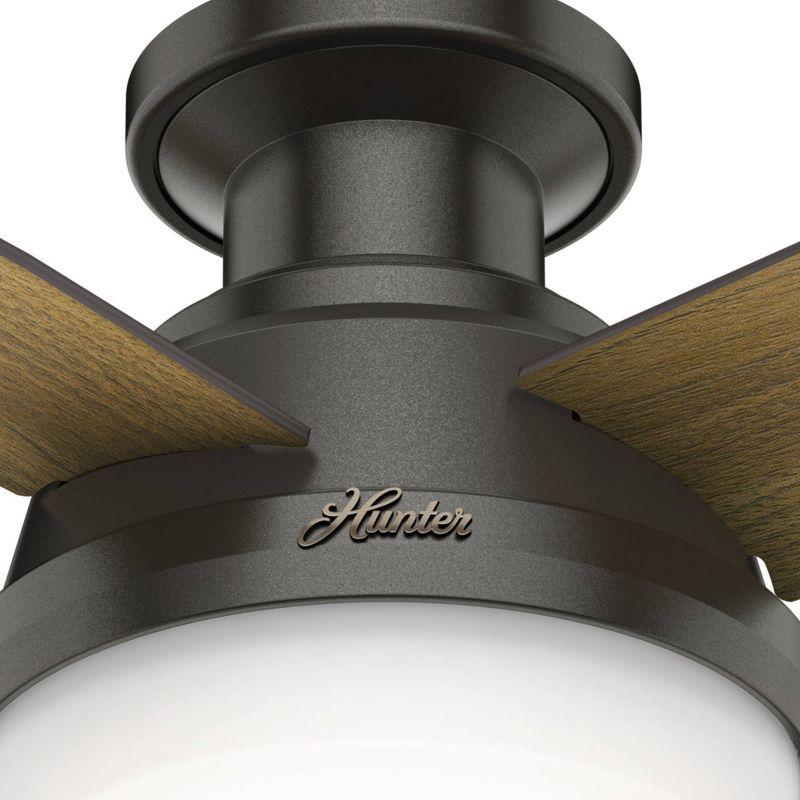 Hunter Fan Dempsey Low Profile 44" 4 - Blade Indoor Flush Mount Small Room Ceiling Fan with Lights and Remote