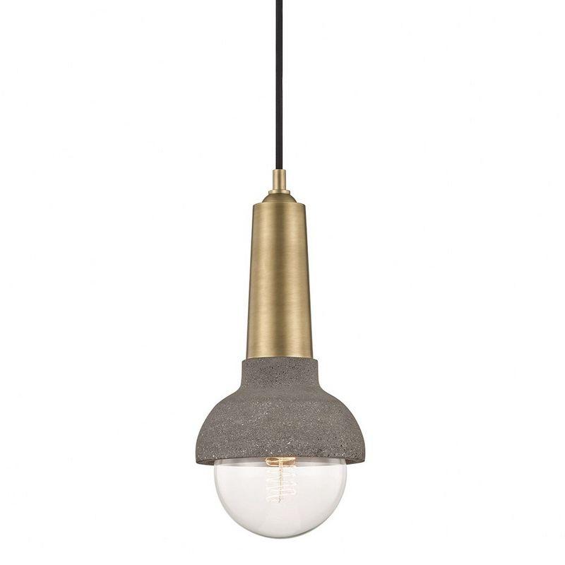 Aged Brass and Concrete Indoor/Outdoor Pendant Light