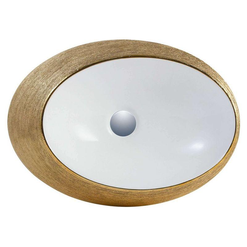 Vitreous China Oval Vessel Bathroom Sink with Overflow