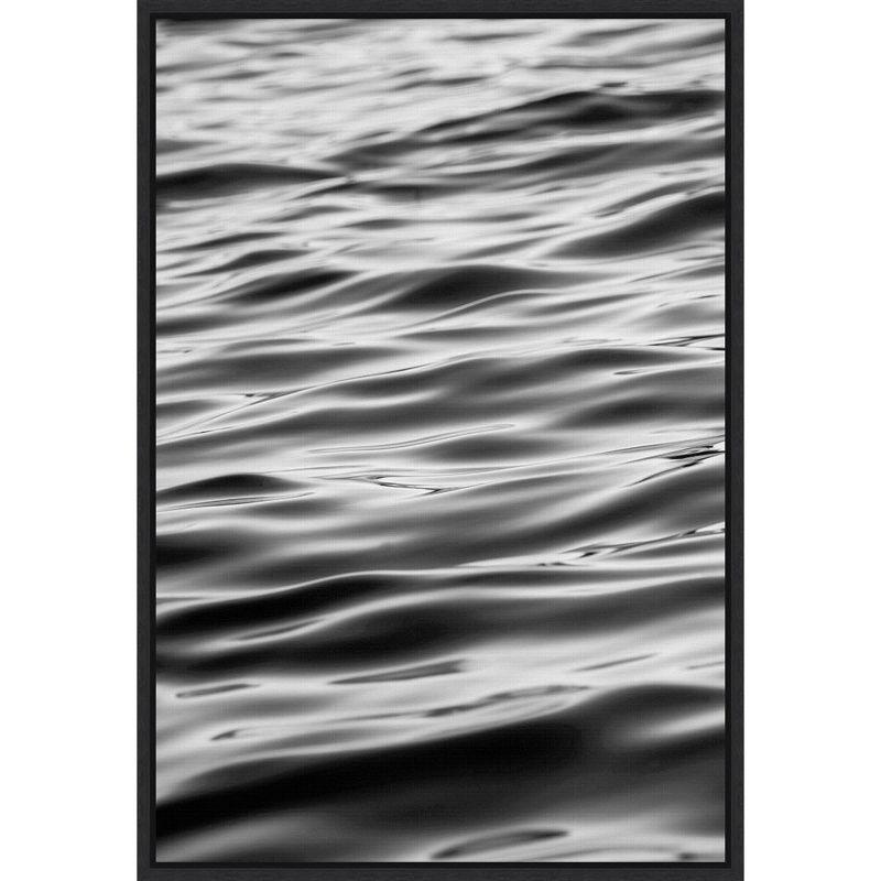 27" x 19" Black and White Framed Canvas Wall Art